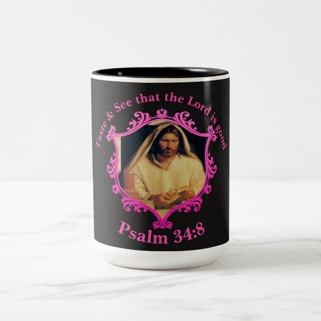 Caneca De Café Em Dois Tons Ceia Divina: Partilhando o Pão com Jesus (Centro)