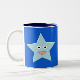 Caneca De Café Em Dois Tons Celebração da Estrela Azul Brilhante