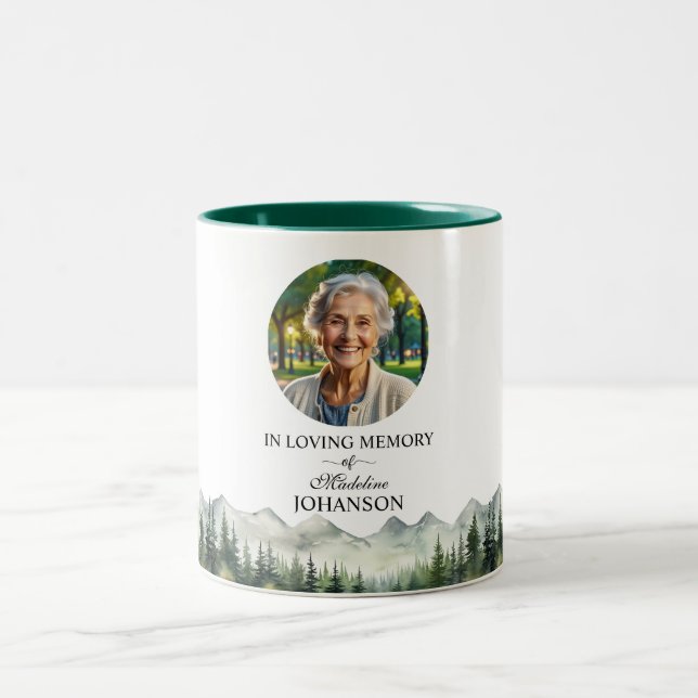 Caneca De Café Em Dois Tons Celebração da Vida Montanhas e Árvores Lembrança (Centro)
