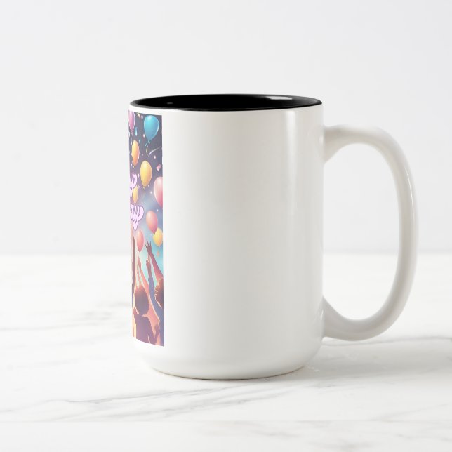 Caneca De Café Em Dois Tons Celebração de Aniversário (Direita)