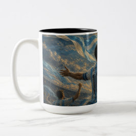Caneca De Café Em Dois Tons Celebração de Futebol Argentino sob o Sol Nascente