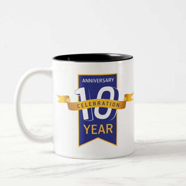 Caneca De Café Em Dois Tons Celebração do Ano de 10º Aniversário (Esquerda)