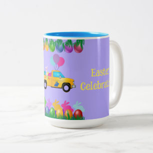 Caneca De Café Em Dois Tons Celebração do felz pascoa - Duas Mudas de Café de