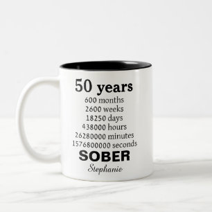 Caneca De Café Em Dois Tons Celebração Personalizada de 50 Anos de Sobriedade