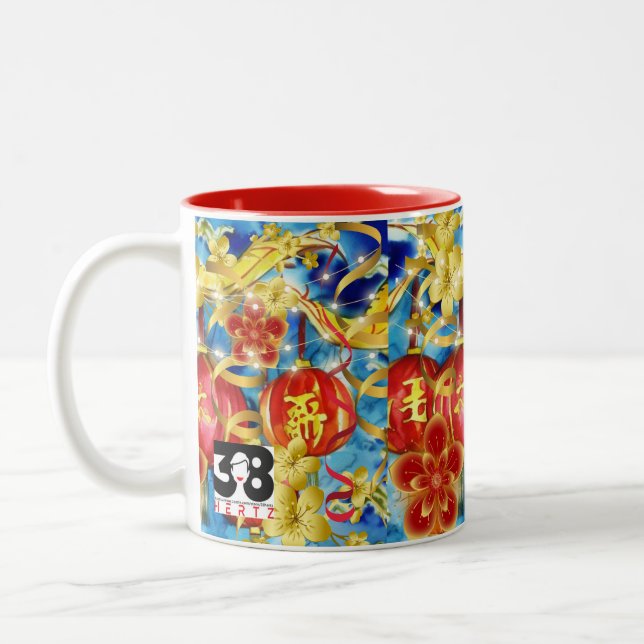 Caneca De Café Em Dois Tons Celebrações Chinesas (Esquerda)