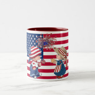 Caneca De Café Em Dois Tons Celebrar bandeira americana