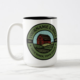 Caneca De Café Em Dois Tons Celeiro Antigo ADICIONAR NOME Fazenda Rural Colhei
