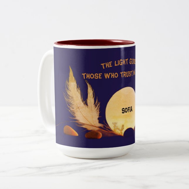 Caneca De Café Em Dois Tons Celestial Blue Faith & Harmony Mug (Frente Esquerda)