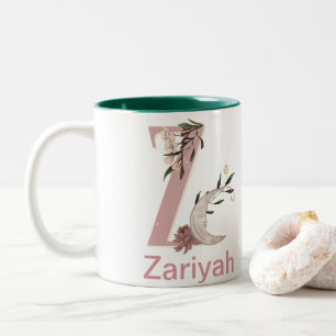 Caneca De Café Em Dois Tons Celestial Nome Personalizado Floral Letra Z Monogr