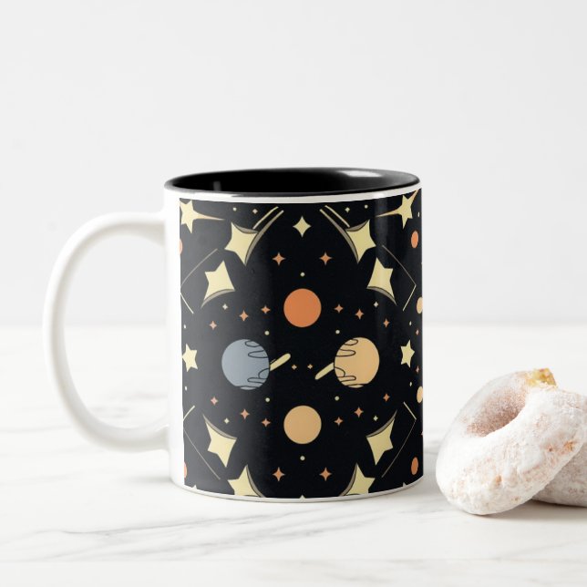 Caneca De Café Em Dois Tons Celestial Stars & Planets Mug (Com Donut)