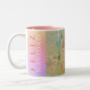 Caneca De Café Em Dois Tons Cena Cresche "Feliz Navidad"