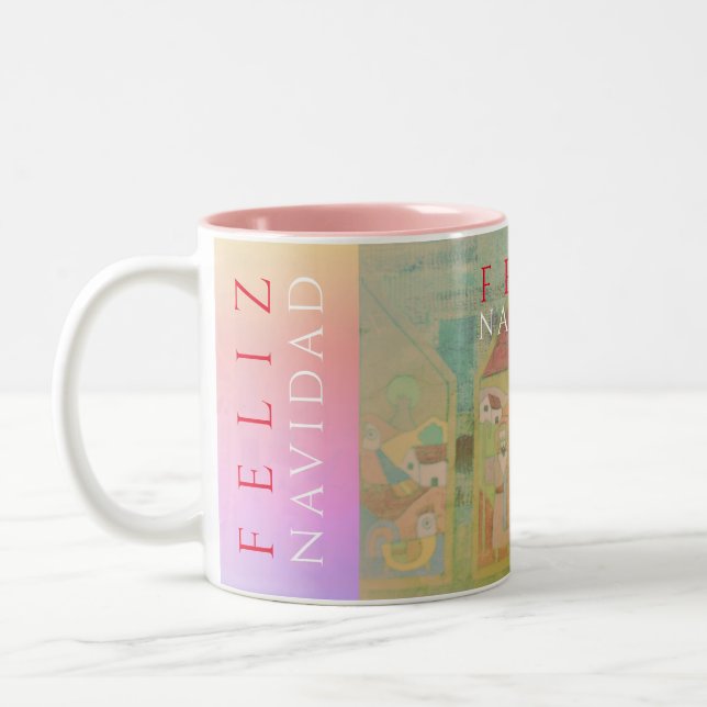 Caneca De Café Em Dois Tons Cena Cresche "Feliz Navidad" (Esquerda)