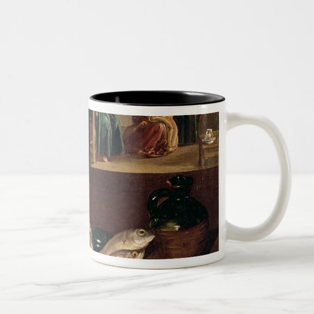 Caneca De Café Em Dois Tons Cena da cozinha com cristo (Direita)