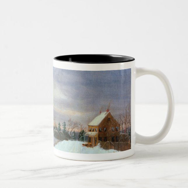 Caneca De Café Em Dois Tons Cena da neve, Nova Inglaterra (Direita)