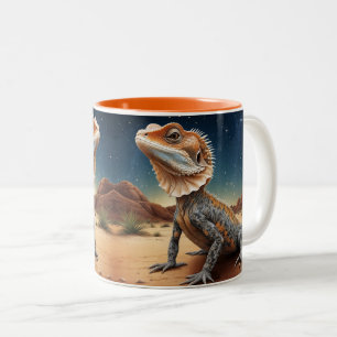 Caneca De Café Em Dois Tons Cena da Vida Selvagem de Jovem Carrapato Lizard