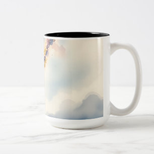 Caneca De Café Em Dois Tons Cena de Cometa de Aquarela