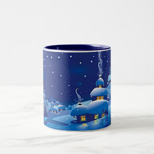 Caneca De Café Em Dois Tons Cena de inverno