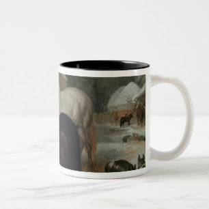 Caneca De Café Em Dois Tons Cena do pátio