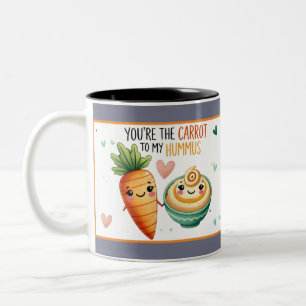 Caneca De Café Em Dois Tons Cenoura Kawaii e Hummus