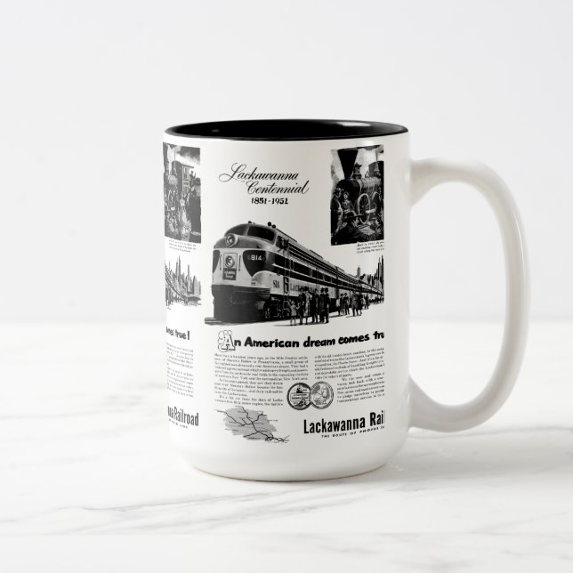 Caneca De Café Em Dois Tons Centennial 1951 da estrada de ferro de Lackawanna (Direita)