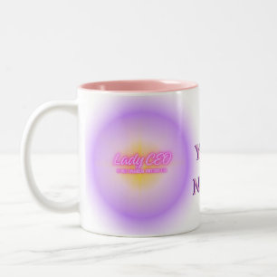 Caneca De Café Em Dois Tons CEO Dama Gradiente de Aura Rosa e Roxo