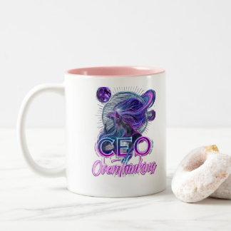 Caneca De Café Em Dois Tons CEO do Pensar Demais - Tote Menina Mística Neon Es