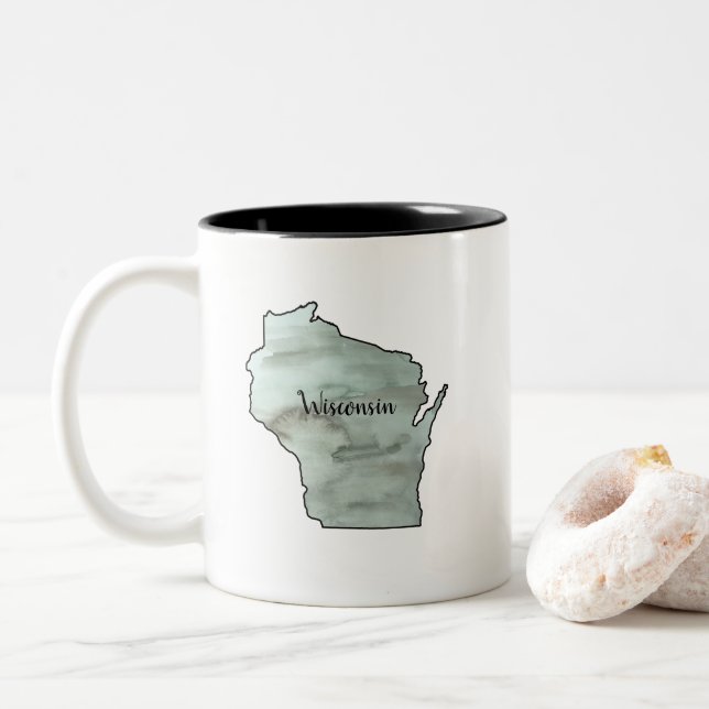 Caneca De Café Em Dois Tons Cerâmica de Pintura em Wisconsin (Com Donut)