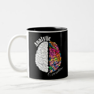 Caneca De Café Em Dois Tons Cérebro esquerdo e direito - Analítico e criativo