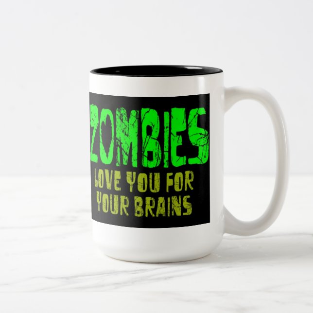 CANECA DE CAFÉ EM DOIS TONS CÉREBROS DO AMOR DOS ZOMBIS (Direita)