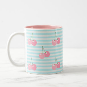 Caneca De Café Em Dois Tons Cerejas Cor-de-Rosa Verão