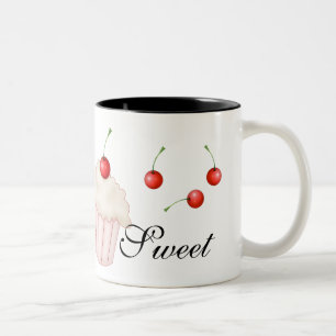 Caneca De Café Em Dois Tons Cerejas do n dos cupcakes