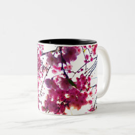 Caneca De Café Em Dois Tons Cerejeira rosa floresce
