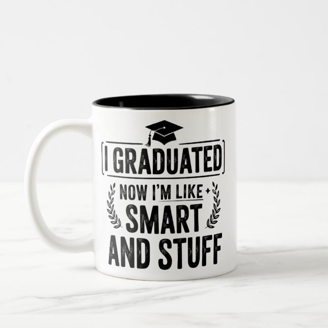 Caneca De Café Em Dois Tons Cerimônia de Formatura Divertida Graduado Intelige (Esquerda)