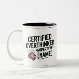 Caneca De Café Em Dois Tons Certified Overthinker Funny Gift Mug