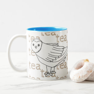 Caneca De Café Em Dois Tons Chá-Café Snowy-Owl desenhado à mão