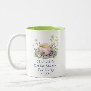 Caneca De Café Em Dois Tons Chá de Bebê de Noiva Primavera em Aquarela