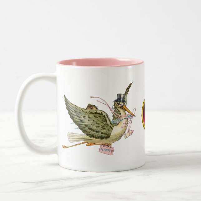 CANECA DE CAFÉ EM DOIS TONS CHÁ DE FRALDAS STORK (Esquerda)
