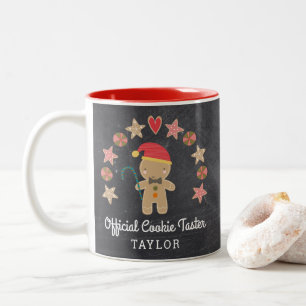 Caneca De Café Em Dois Tons Chalkboard Gingerbird Man Oficial Cookie Taster