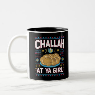 Caneca De Café Em Dois Tons Challah At Ya Girl Comida Engraçada de Hanukkah Ch