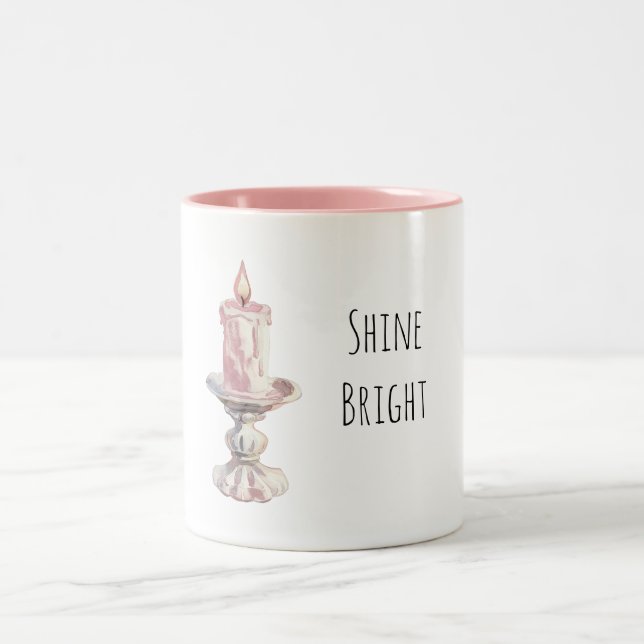 Caneca De Café Em Dois Tons Chama de Vela Rosa (Centro)