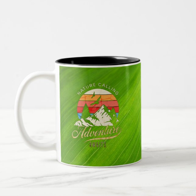 Caneca De Café Em Dois Tons Chamada de Natureza | Aguardações De Montanha (Esquerda)