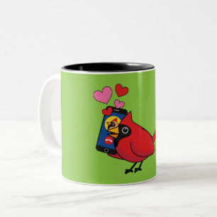 Caneca De Café Em Dois Tons Chamadas de Amor e Acasalamento de Pássaros Cardin