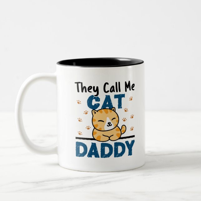 Caneca De Café Em Dois Tons Chamam-Me Pai De Gato (Esquerda)