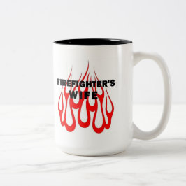 Caneca De Café Em Dois Tons Chamas da esposa do sapador-bombeiro
