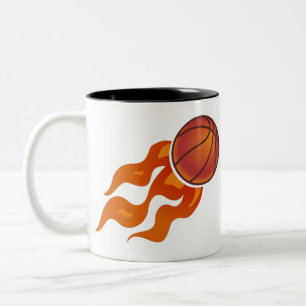 Caneca De Café Em Dois Tons Chamas de basquete
