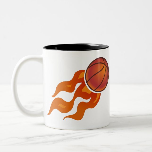 Caneca De Café Em Dois Tons Chamas de basquete (Esquerda)