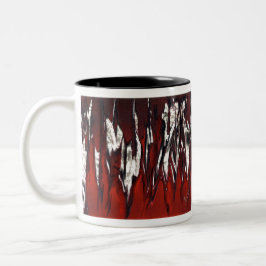 Caneca De Café Em Dois Tons Chamas em vermelho a preto