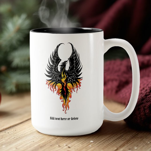 Caneca De Café Em Dois Tons Chamas Tribais do Phoenix Firebird (Criador carregado)