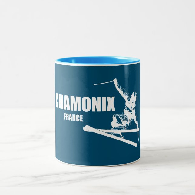 Caneca De Café Em Dois Tons Chamonix França Skier (Centro)
