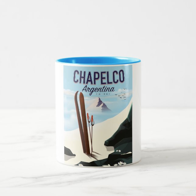 Caneca De Café Em Dois Tons Chapelco Argentina para esqui (Centro)